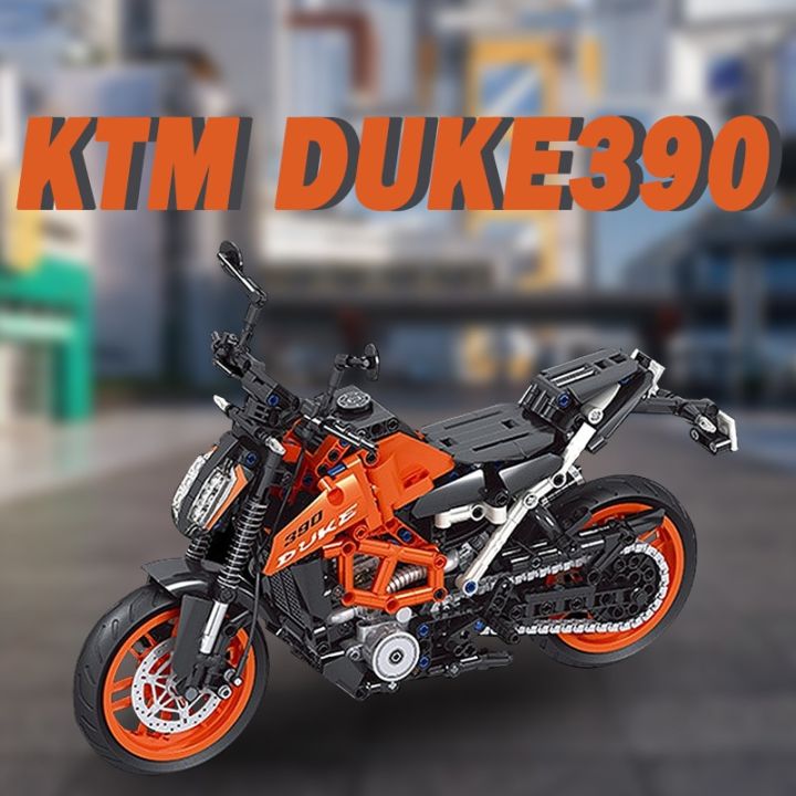 มอเตอร์ไซด์-duke390มอเตอร์ไซด์ของเด็กผู้ชายมอเตอร์ไซด์บล็อกตัวต่อแบบอิฐของเล่นโมดูลาร์คลาสสิกลดสูงเป็นของขวัญ