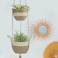 [Like Activities]2 TierMacrame แขวนตะกร้าฟางกลางแจ้งในร่มแขวน PlanterGarden ผู้ถือหม้อสำหรับบ้าน