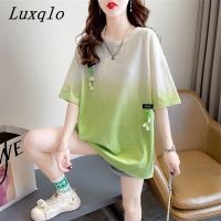 Luxqlo เสื้อยืดแขนสั้นสำหรับผู้หญิง,เสื้อแฟชั่นฤดูร้อนใหม่เสื้อสไตล์เกาหลีเสื้อสตรีมีแผงคอลำลองหลวม