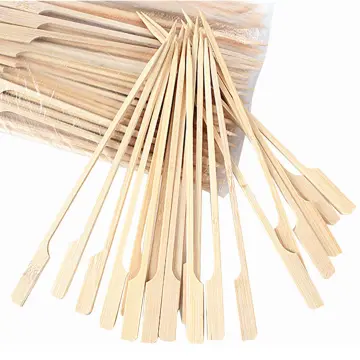 200 PCS Bamboo Skewers for Appetizers, 4.7 Inch Toothpicks, Cocktail Picks  for Drinks, Fruit Kababs, Sausage, Barbecue Snacks, Natural Wooden Paddle