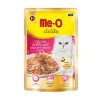 Me-O delite pouch 70g อาหารแมว มีโอ เพาซ์ ปลาทูน่า และปลาโอ ในเยลลี่