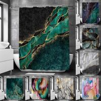 Baltan HOME LY1 Classic Marble Shower Curtain Green Gold Painting Colorful Bathroom Curtain Hanging Curtain Curtain Style