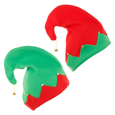 HotChristmas เอลฟ์หมวกระฆังสีแดงสีเขียวหมวกคริสต์มาสสักหลาดระฆังปาร์ตี้วันหยุด H Eadwear หมวกตกแต่งงานปาร์ตี้ตลกอุปกรณ์คอสเพลย์