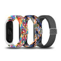 สายสำหรับ Mi Band 7 6 5 4 3ยืดหยุ่นไนล่อนถักปรับหัวเข็มขัดเปลี่ยนนาฬิกาสายสำหรับ Miband 6