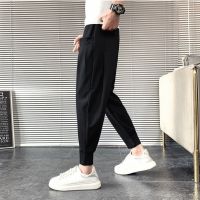 Summer trousers male ice silk elastic nine points joker pure color foot haroun pants of cultivate ones morality show thin han edition trend the new handsome