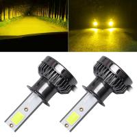 AutoAccessories 2 PCS H3 DC9-36V / 36W / 3000K / 6000LM IP68 Car / Motorcycle Mini COB LED Headlight Lamps / Fog Light(Gold Light)