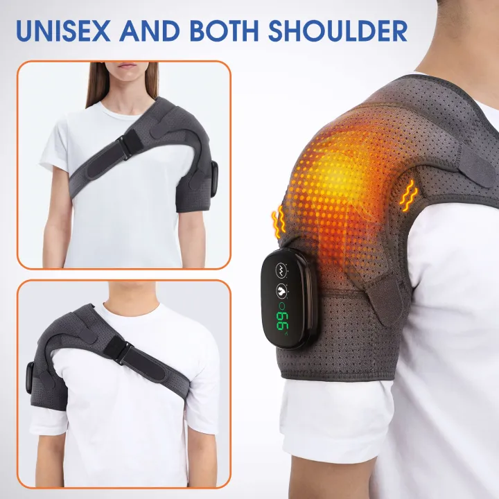 Agdoad Electric Heating Shoulder Wrap Brace Vibrat Therapy Joint