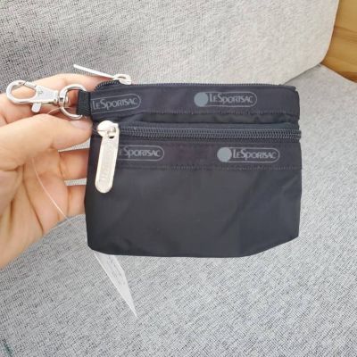 FM Lesportsac ใหม่น่ารักมินิตะขอกระเป๋าลิปสติกกระเป๋าการ์ตูนกระเป๋าเอกสารกระเป๋าใส่เหรียญกระเป๋าหูฟังสีดำ 3394