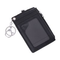 Portable Leather Business ID Card Credit Badge Holder Coin Purse Wallet Keychain