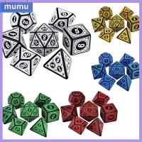 MUMU D4 D6 D8 D10 7-Die หน้าหลายหน้า ชุดลูกเต๋า อุปกรณ์เสริมเกม สีรุ้ง กลิตเตอร์