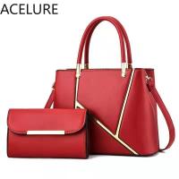 ACELURE สีทึบธุรกิจสุภาพสตรีไหล่ของ Messenger กระเป๋าผู้หญิง Satchels กระเป๋าแฟชั่นความจุสูงหนัง PU กระเป๋าถือกระเป๋า