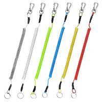 1.2/2/3m Max Stretch Spiral Keychain Elastic Spring Rope Anti-lost Phone Key Ring Metal Carabiner For Outdoor Fishing Lanyards