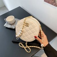 Small fragrance round bag women 2021 new fashion pearl diamond chain bag all-match oblique cross mini small round bag 【APR】