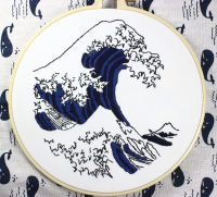 The Great Wave Printing Embroidery Kit DIY Needlework Ocean Needlecraft for Beginner Cross Stitch Artcraft(Without Hoop)