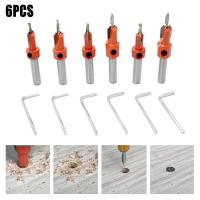 6PC Shank Countersink Bit Set สกรูงานไม้ Chamfering Wood Hole เจาะ Bits ชุดเครื่องมือไม้พลาสติก PowerTool