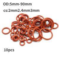 10 Buah CS 2/2 4/3Mm Silikon Merah O-ring Diameter Luar 5-90Mm Kelas Makanan Gasket Tahan Air Isolasi-35 ℃ 200 ℃