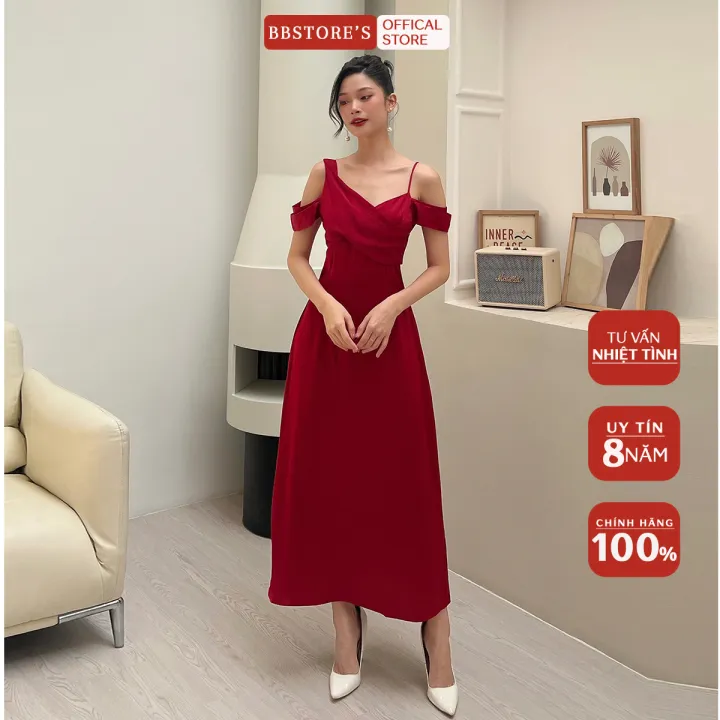 BBSTORE\'S Đầm Lụa Xòe Lệch Vai Dự Tiệc Sang Trọng -D1293 | Lazada.vn