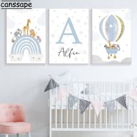 【hot】✕❒☜  Custom Name Wall Poster Prints Elephant Canvas Painting Posters Pictures Baby Room Decoration