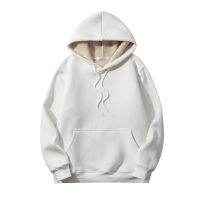 ผู้ชายฤดูหนาว Hoodie หลวม Hooded แขนยาวสีทึบนุ่ม Drawstring Warm Plush สวมใส่ผู้ชาย Hoodie สำหรับสวมใส่ทุกวัน