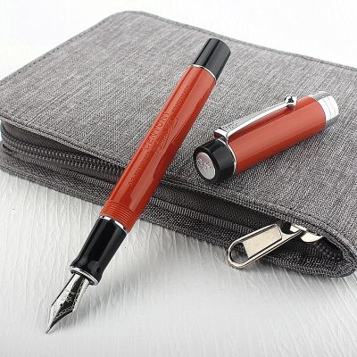 ﹉ Jinhao 100 Centennial Resin Fountain Pen Red with Jinhao Logo EF/F/M/Bent Nib Converter Writing Business Office Gift Ink Pen