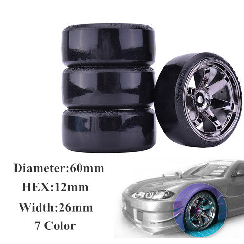 4PCS 1/10 RC Drift Cars hot Wheel hub Hard Pattern Tyre for 1:10