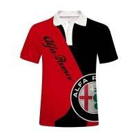 （all in stock）  New Arrival 3D Alfa Romeo Short Sleeve Sport Lapel Polo Shirt Motorcycle T-shirt Cool Printed Mens Racing Team Tees Tops