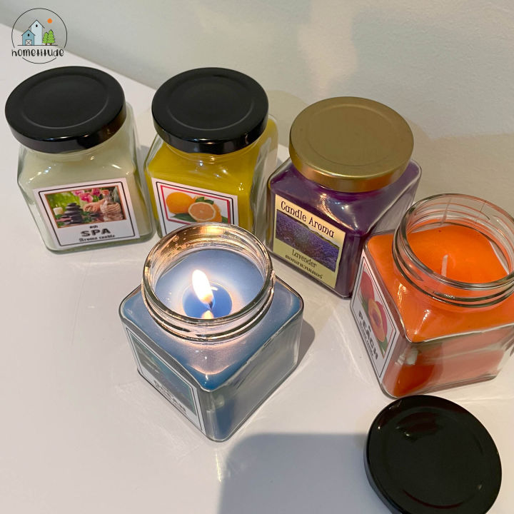 เทียนหอม-อโรม่า-รุ่นขวดแก้ว-เทียนอโรม่า-กลิ่นธรรมชาติ-scented-candles-ขนาด-180g-มีหลายกลื่นให้เลือก