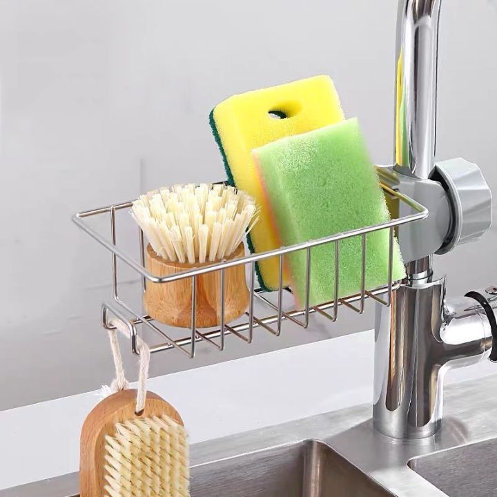 hot-sink-drain-rack-sponge-faucet-holder-drainer-shelf-basket-organizer-accessories