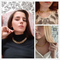 hang qiao shop Punk Miami Cuban Choker Necklace Collar Statement Hip Hop Big Chunky Aluminum Gold Color Thick Chain Necklace Women Jewelry