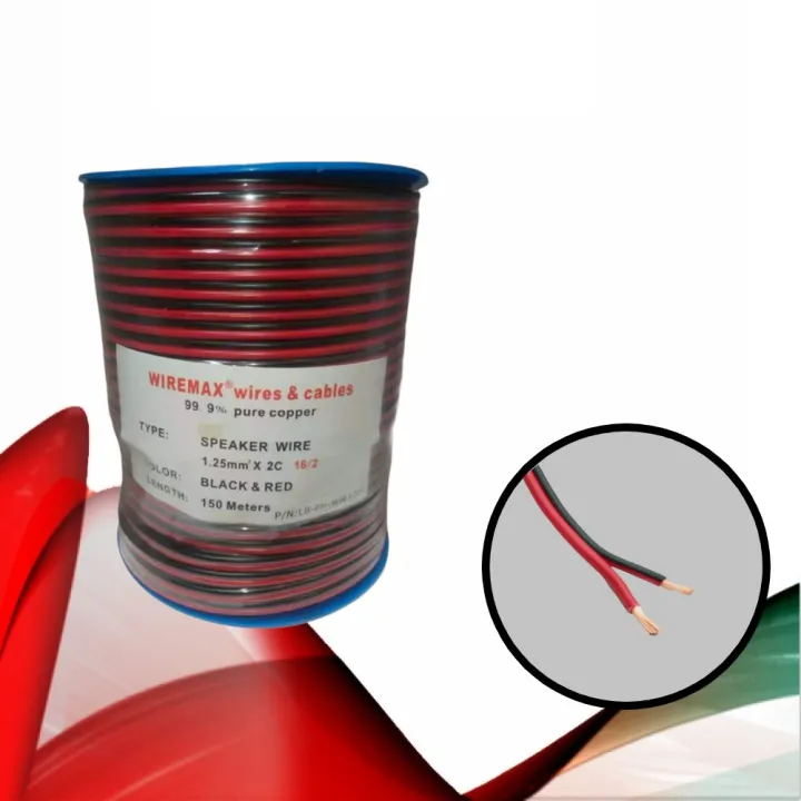 djlWIREMAX⚡ SPEAKER WIRE Black and Red 16/2 1.25mm²x2C 150Meters 100 Pure Copper Lazada PH