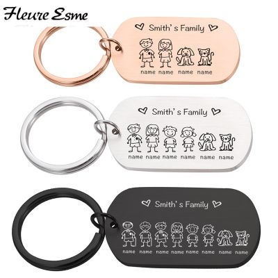【CW】✇◄  New Keychain Gifts Personalized Name for Dad Mom Daughter Son Grandpa Grandma Kids KeyChain Engraved Year Keyring