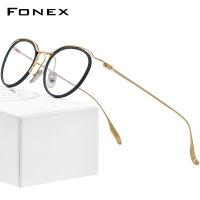 FONEX Acetate กรอบแว่นตาไททาเนียม2023วินเทจ Oversize แว่นตากันแดดทรงกลมผู้หญิงแว่นตา DTX131