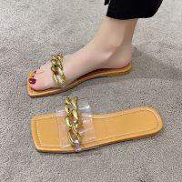 Hot sell Fashion Chain Slippers Women Flat Sandals Summer 2023 New Holiday Beach Slides Home Flip Flops Designer 1