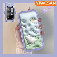 YIWESAN เคสสำหรับ Xiaomi Poco M4 Pro 5G Redmi Note 11 5G Note 11T 5G Note 11T 5G Note 11S 5G เคสการ์ตูนกระต่ายดอกไม้3D สีสันสดใสนิ่มสำหรับเลนส์กันกระแทกแบบใสเคสมือถือฝาปิดป้องกันซิลิโคนแบบเรียบง่ายความคิดสร้างสรรค์โปร่งใสเคส