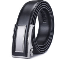 Mens Leather Ratchet Dress Belt with Adjustable Automatic Sliding Buckle