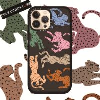 Colored leopard Black Color Transparent iPhone Case For iPhone 14 13 12 11 Pro Max IX XS MAX XR 6 6s 7 8 Plus Case Shockproof Bumper Soft Cover