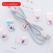 Houseeker Cuộn Dây Điện Thoại Trong Suốt Bằng Laser Tai Nghe Clip Máy Tính