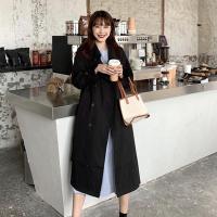 ร้อน, ร้อน★DPV173 Spring and Autumn black windbreaker Womens Mid-length small popular Korean loose over knee 2021 New coat womens fashion