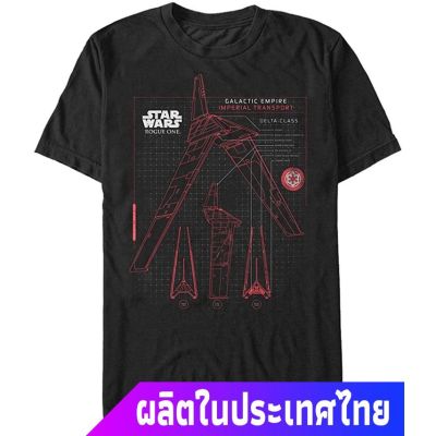 เสื้อยืดสีพื้นคอกลม Star Wars Mens Rogue One Imperial Shuttle Schema T-Shirt sale Star Wars สตาร์ วอร์สS-5XL