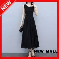 NEW MALL Sleeveless Black Temperament Dress Mother Dress Slimming Long Skirt