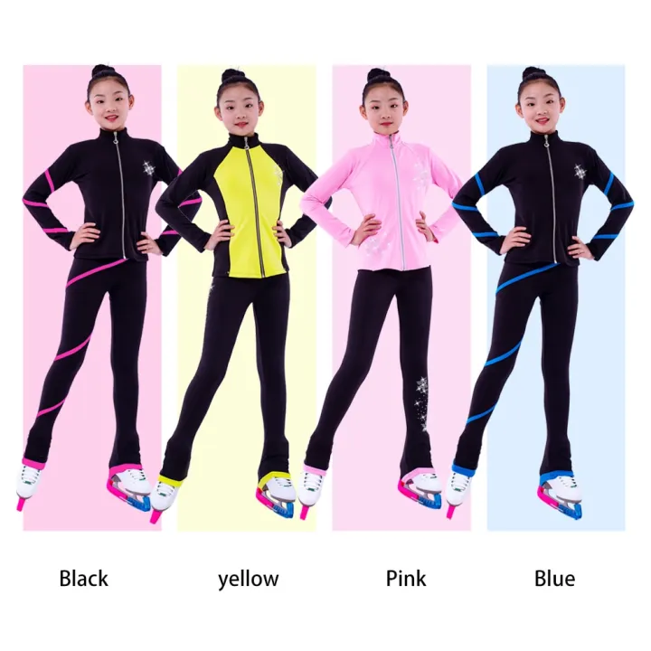 Customized Figure Skating Suits Jacket And Pants Long Trousers For Girl Women Training Ice