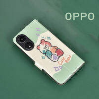 สำหรับ OPPO A98 5G/Reno10 Pro+/A78 5G/Reno 8T 5G เคสครอบโทรศัพท์ภาพการ์ตูน5G กระเป๋าเงินแบบกลับด้านได้ป้องกันการกระแทก