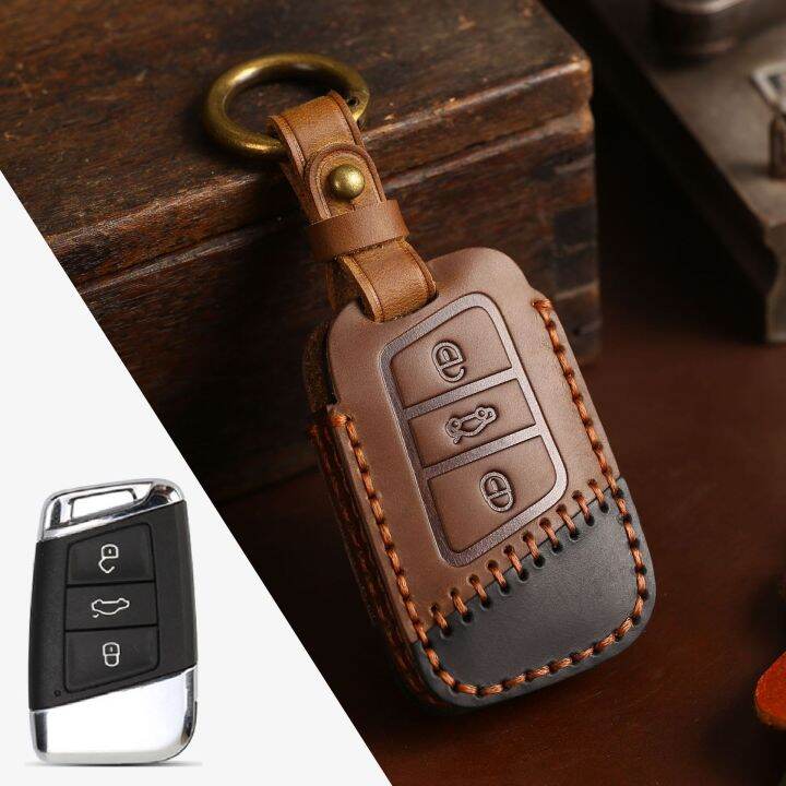 leather-car-key-case-cover-for-volkswagen-vw-polo-golf-7-sagitar-passat-for-skoda-octavia-keyring-shell-bag-fob-auto-accessories