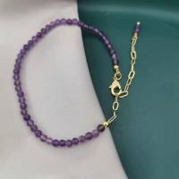 Faceted Amethyst Bracelet Dainty Adjustable 14K Gold Filled Chains Natural Stones Vintage BOHO Unique Women Jewelry Bracelet