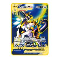 การ์ดโปเกมอนสเปนโลหะทองการ์ดโปเกมอนสเปนบัตรเหล็กแข็ง Mewtwo Pikachu Gx Charizard Vmax คอลเลกชันเกมแพคเกจ