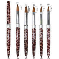 【CW】ANGNYA 1Pcs Kolinsky Acrylic Nail Brush Leopard Print Metal Handle for Manicure Powder Nail Extension Gel Tools Carving Pen