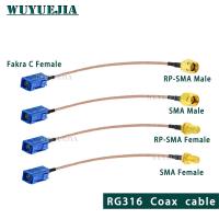 Fakra C Female Jack to SMA Male or SMA Female RP-SMA RG316 Coaxial Cable RF Coaxial Pigtail Antenna Jumper for VW Seat Benz Ford