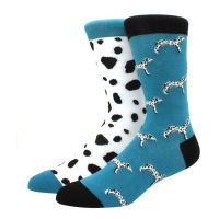 Men Socks Cotton Casual Personality Design Animal fruit Happy left and right Different Socks Gifts for Men