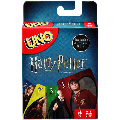 Mattel UNO เกมแฮร์รี่พอตเตอร์ครอบครัวตลกเกมกระดานเพื่อความบันเทิงสนุกกล่องของขวัญการ์ดเกมไพ่ Uno