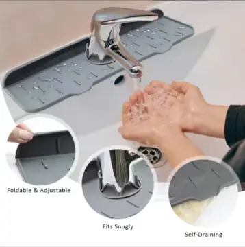 Kitchen Sink Splash Guard Faucet Mat -2 PC Super Absorbent Fast Drying Mat  Sink Gadgets-Splash Guard Behind Faucet Drip Catcher for Kitchen